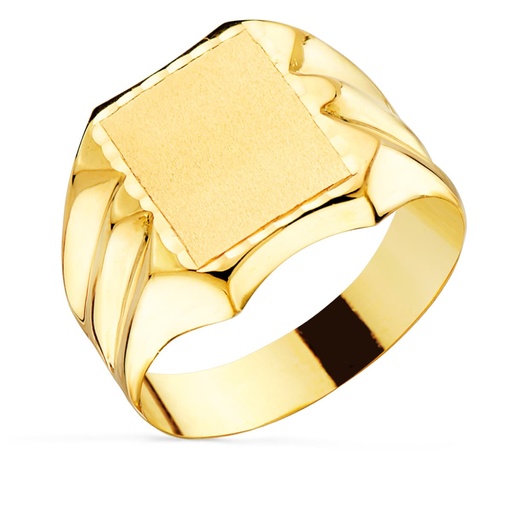 [P19163] 18K SELLO ORO AMARILLO HUECO PARA CABALLERO TALLADO CABEZA 12X10 MM