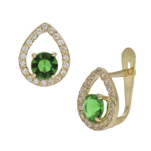 [P1294] Pendientes oro 18 kt crisopal verde