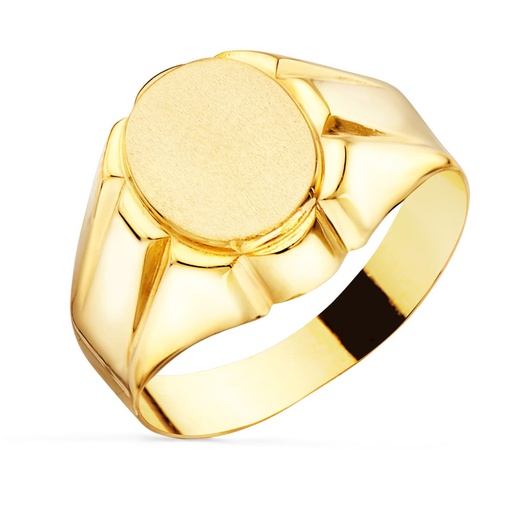 [P19189] 18K SELLO ORO AMARILLO CABALLERO HUECO LATERAL BRILLO. CABEZA OVAL: 11X9 MM