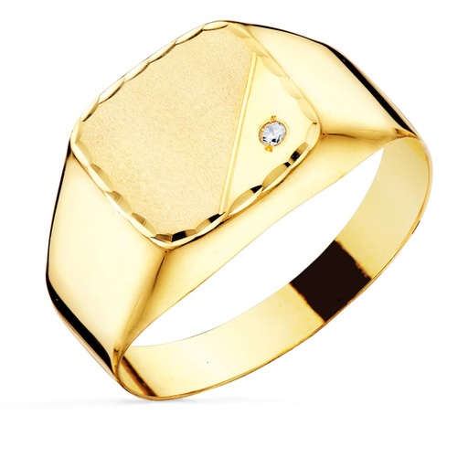 [P19202] 18K SELLO ORO AMARILLO CABALLERO HUECO EN BRILLO CON CIRCONITA CABEZA 12X11 MM