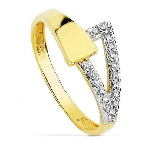 [P19228] 18K SORTIJA BICOLOR CIRCONITAS CUERPO 2 MM