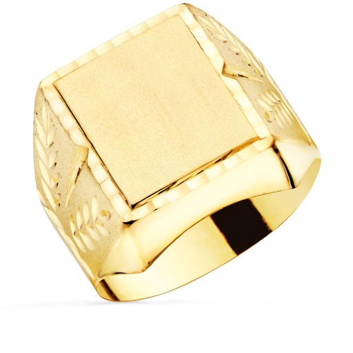 [P19237] 18K SELLO ORO AMARILLO CABALLERO TALLADO HUECO 18X16 MM