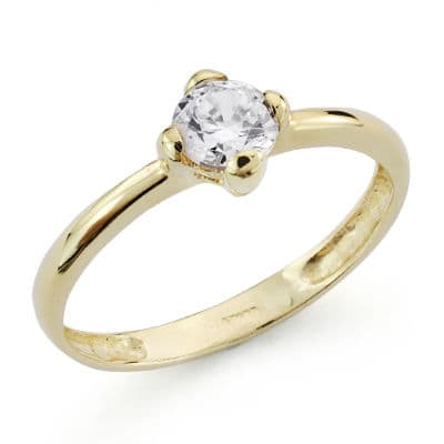 [P19252] 18K SOLITARIO ORO AMARILLO CIRCONITA 5 MM