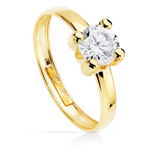 [P19253-OA] 18K SOLITARIO ORO AMARILLO CIRCONITA 6X6 MM