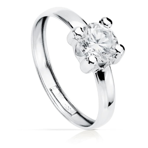 [P19253-OB] 18K SOLITARIO ORO BLANCO CIRCONITA 6X6 MM