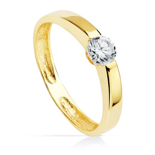 [P19255] 18K SOLITARIO ORO AMARILLO CIRCONITA 4 MM