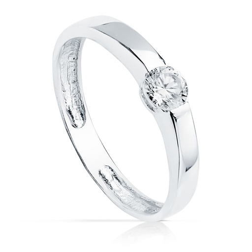 [P19255-OB] 18K SOLITARIO ORO BLANCO CIRCONITA 4 MM