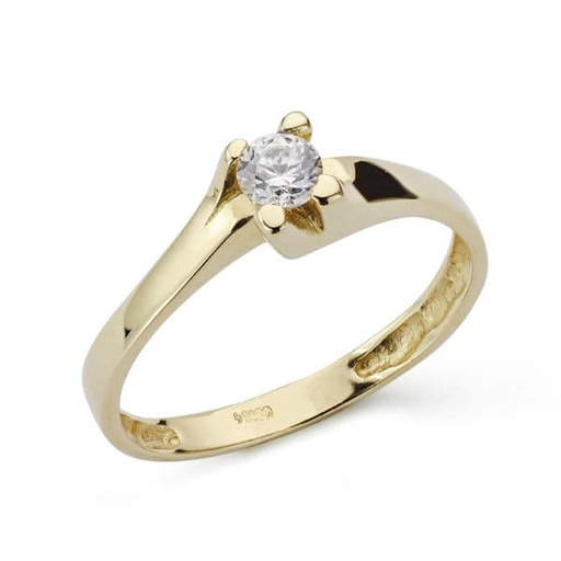 [P19261] 18K SOLITARIO ORO AMARILLO SEÑORA CIRCONITA 5 MM