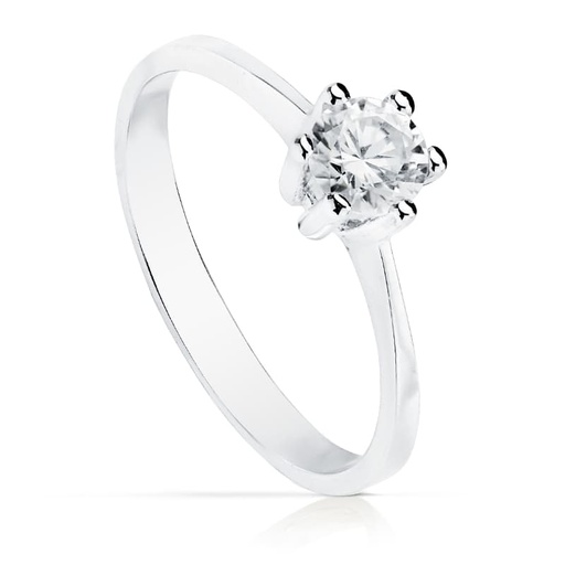 [P19273-OB] 18K SOLITARIO ORO BLANCO CIRCONITA 5 MM