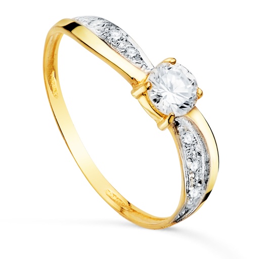[P19309-OA] 18K SOLITARIO ORO BICOLOR CIRCONITA 4 MM