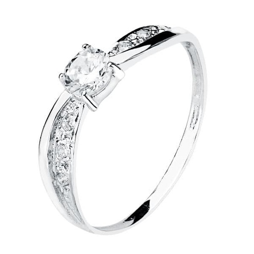 [P19309-OB] 18K SOLITARIO ORO BLANCO CIRCONITA 4 MM