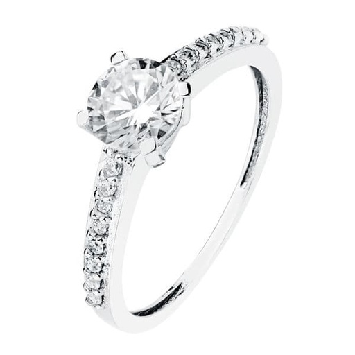[P19312-OB] 18K SOLITARIO ORO BLANCO CIRCONITAS 6 MM