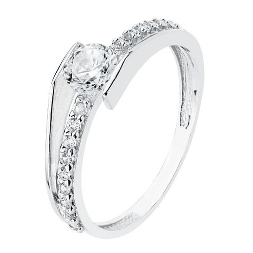 [P19318-OB] 18K SOLITARIO ORO BLANCO CIRCONITAS 6 MM