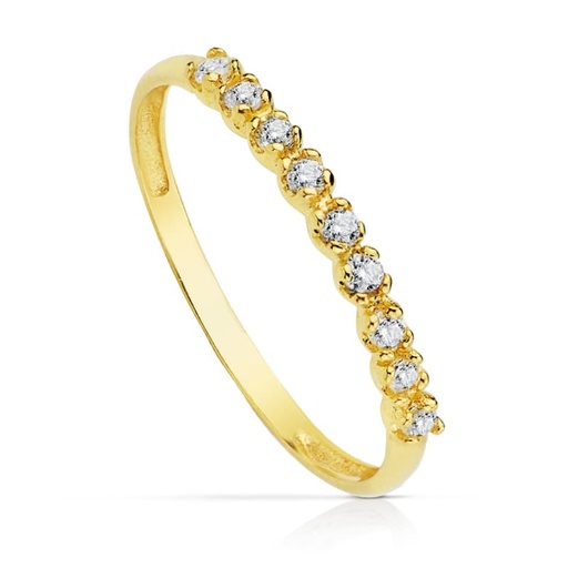 [P19321-OA] 18K SORTIJA ORO AMARILLO 9 CIRCONITAS GROSOR 2 MM