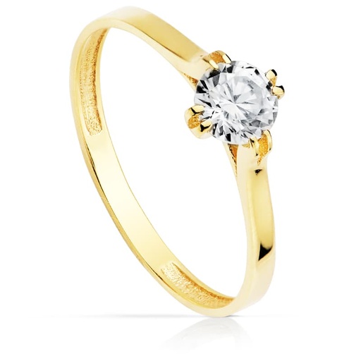 [P19335-OA] 18K SOLITARIO ORO AMARILLO CIRCONITA 5 MM