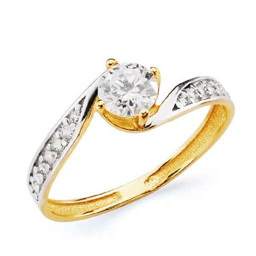 [P19339-BI] 18K SOLITARIO ORO BICOLOR CIRCONITA 5 MM