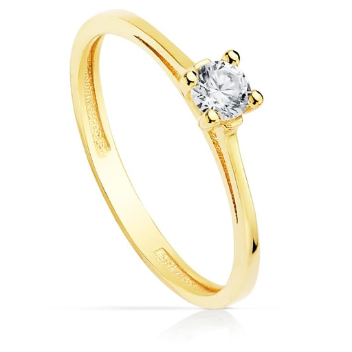 [P19348-OA] 18K SOLITARIO ORO AMARILLO CIRCONITA 3.5 MM