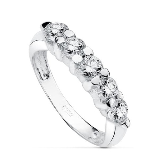 [P19397] 18K SORTIJA QUINTILLO ORO BLANCO CIRCONITAS 4 MM