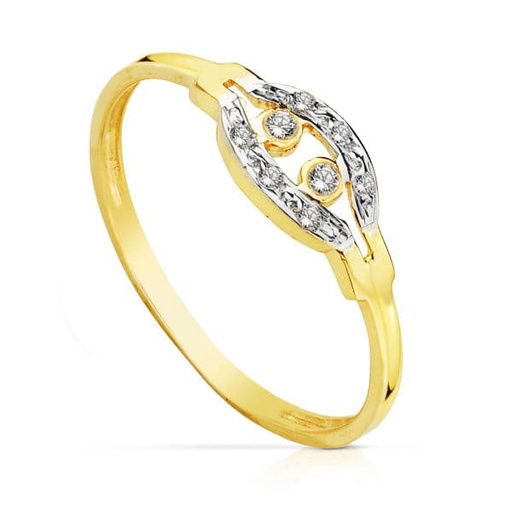[P19398] 18K SORTIJA ORO BICOLOR CIRCONITAS