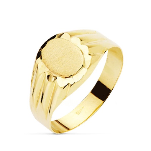 [P19405] 18K SELLO CADETE OVAL HUECO 8X6 MMGRABAR