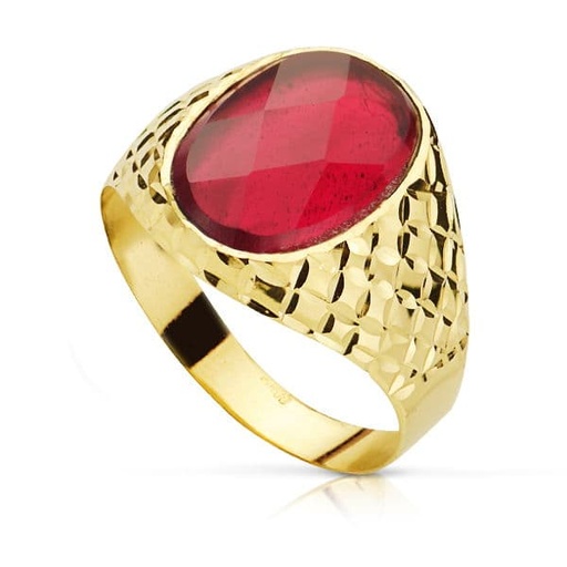 [P19410-RO] 18K SELLO PIEDRA OVAL RUBI SPINEL 14X10 MM