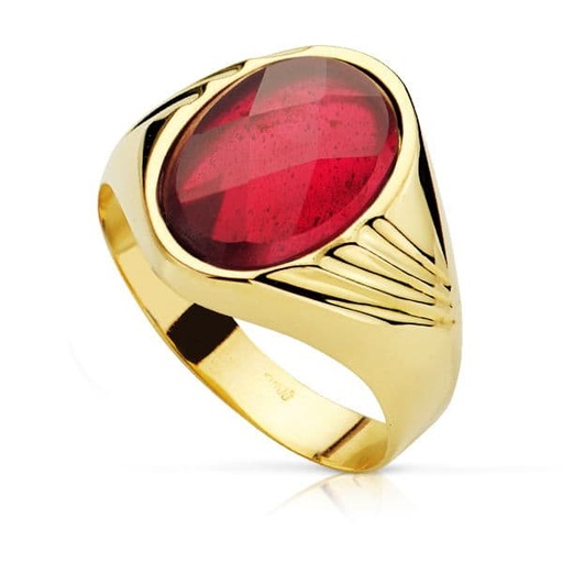 [P19411-RO] 18K SELLO PIEDRA OVAL RUBI SPINEL. 14X10 MM