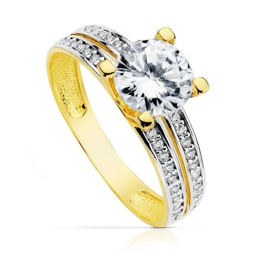 [P19413-OA] 18K SOLITARIO 7 MM ORO BICOLOR CIRCONITAS