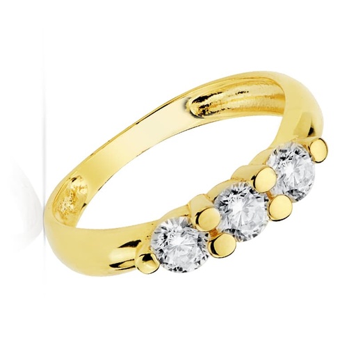 [P19432-OA] 18K SORTIJA TRESILLO ORO AMARILLO CIRCONITAS 4 MM