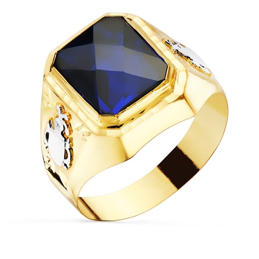 [P19455-AZ] 18K SELLO ORO AMARILLO CABALLERO ZAFIRO SPINEL