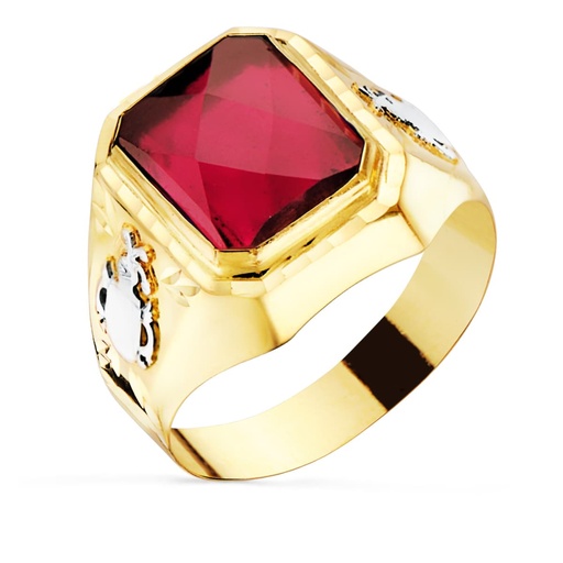 [P19455-RO] 18K SELLO ORO AMARILLO CABALLERO RUBI SPINEL