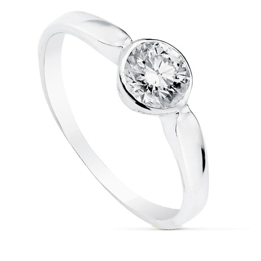 [P19491-OB] 18K SOLITARIO ORO BLANCO CIRCONITA CHATON 4.5 MM