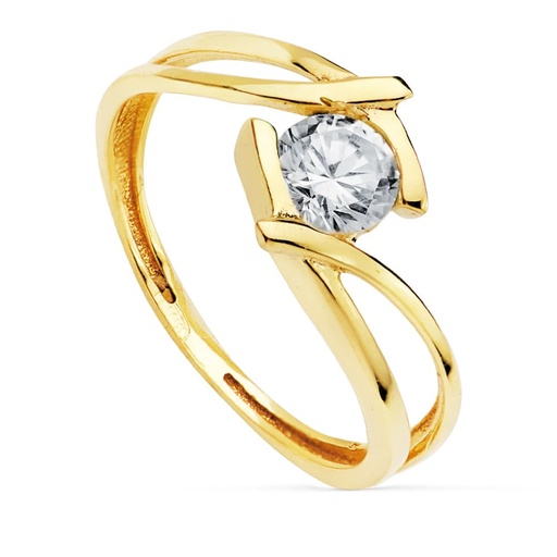 [P19495-OA] 18K SOLITARIO ORO AMARILLO CIRCONITA 5 MM