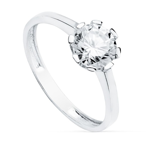 [P19496-OB] 18K SOLITARIO ORO BLANCO GARRAS CIRCONITA 7 MM