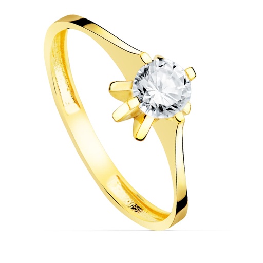 [P19497-OA] 18K SOLITARIO ORO AMARILLO CIRCONITA GARRAS 5 MM ANCHO CUERPO 2 MM
