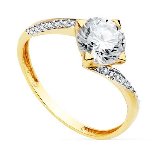 [P19500-OA] 18K SOLITARIO ORO BICOLOR CIRCONITA 7 MM