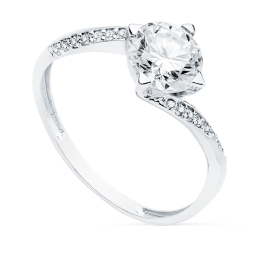 [P19500-OB] 18K SOLITARIO ORO BLANCO CIRCONITA 7 MM