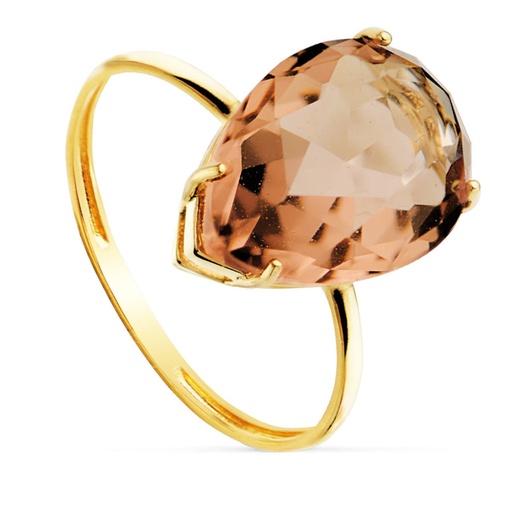 [P19514-AL] 18K SORTIJA ORO AMARILLO PIEDRA TALLA PERA COLOR ALEJANDRITA 14X10 MM
