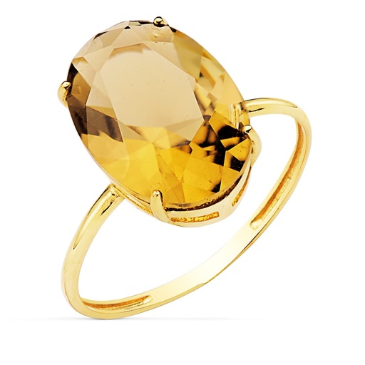 [P19515-CT] 18K SORTIJA ORO AMARILLO PIEDRA OVAL 14X10 MM COLOR CITRINO