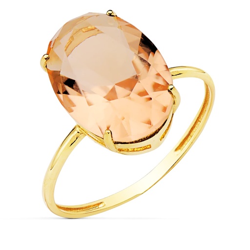 [P19515-KU] 18K SORTIJA ORO AMARILLO PIEDRA OVAL 14X10 MM COLOR KUNCITA