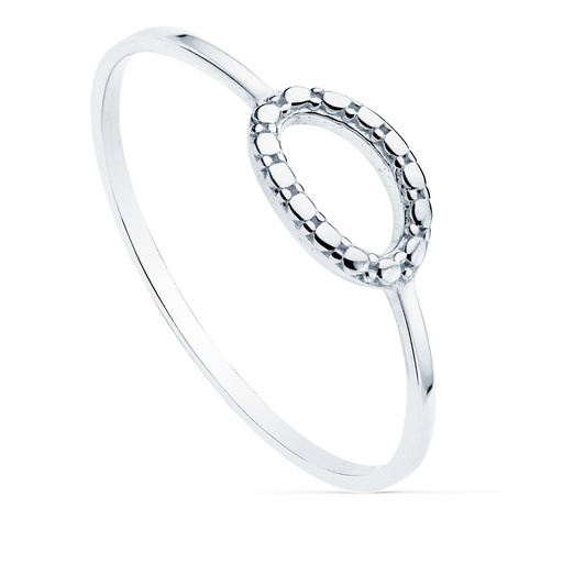 [P19522-OB] 18K SORTIJA ORO BLANCO LISA MOTIVO OVAL 8X5 MM