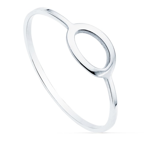 [P19524-OB] 18K SORTIJA ORO BLANCO LISA MOTIVO OVAL 8X5 MM