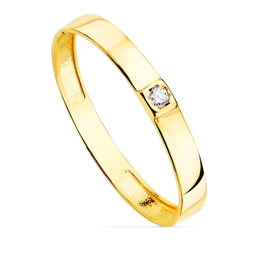[P19527] 18K SORTIJA ORO AMARILLO BRILLO 1 CIRCONITA ANCHO 2.2 MM