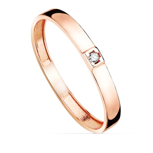 [P19527-OR] 18K SORTIJA ORO ROSA BRILLO 1 CIRCONITA ANCHO 2.2 MM