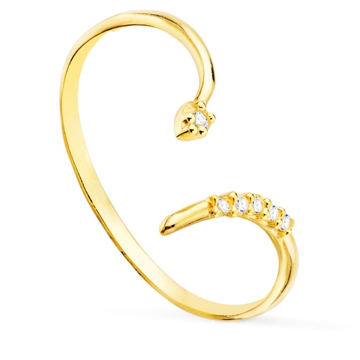 [P19572] 18K SORTIJA ORO AMARILLO SERPIENTE ABIERTA ANCHO TOTAL 10 MM