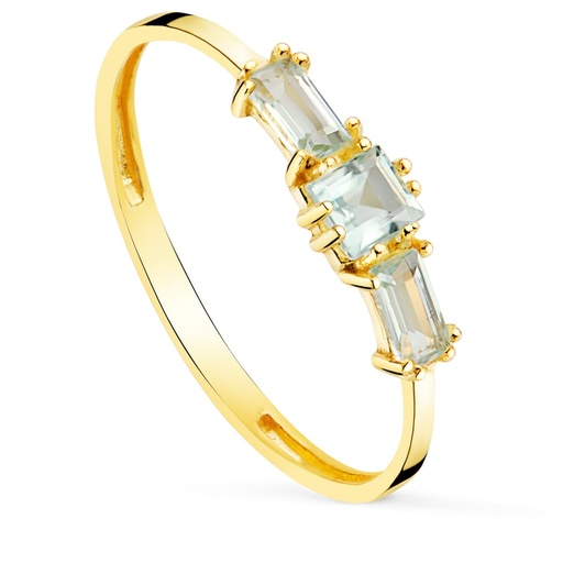 [P19573-OATA] 18K SORTIJA ORO AMARILLO TOPACIO AZUL NATURAL TALLA CUADRADA Y BAGUETTE