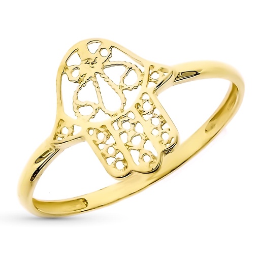 [P19580] 18K SORTIJA ORO AMARILLO MANO DE FATIMA 12X10 MM