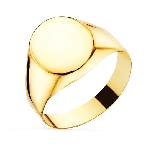 [P19598] 18K SELLO ORO AMARILLO HUECO LISO EN BRILLO CADETE O CABALLERO 13X10 MM