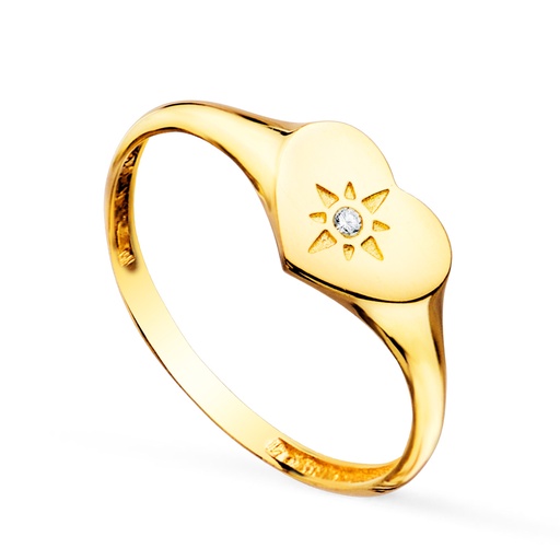 [P19616] 18K SELLO ORO AMARILLO MUJER CABEZA CORAZON CON CIRCONITA 9X7 MM