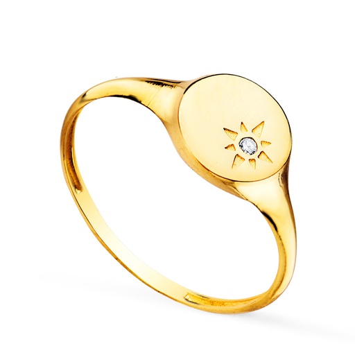 [P19618] 18K SELLO ORO AMARILLO MUJER CABEZA REDONDA CON CIRCONITA 8X8 MM