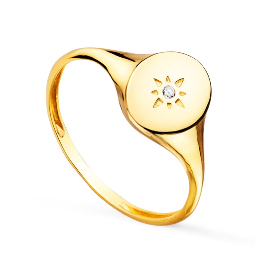 [P19619] 18K SELLO ORO AMARILLO MUJER CABEZA OVAL CON CIRCONITA 9X8 MM